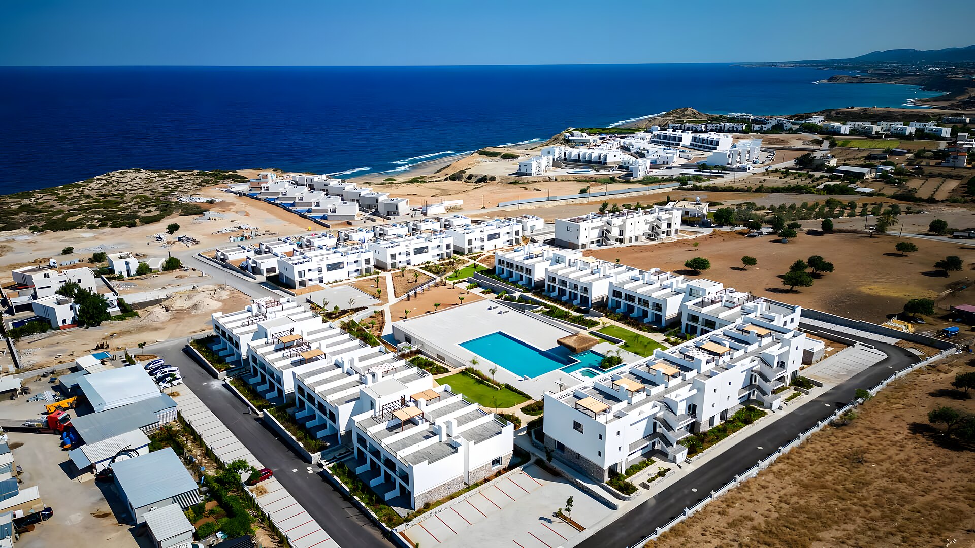 Aerial view of the resort and the sea